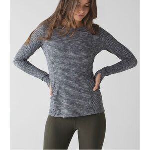 Lululemon Kanto Catch Me Long Sleeve Top Size 4 Black White Run Reflective Gym